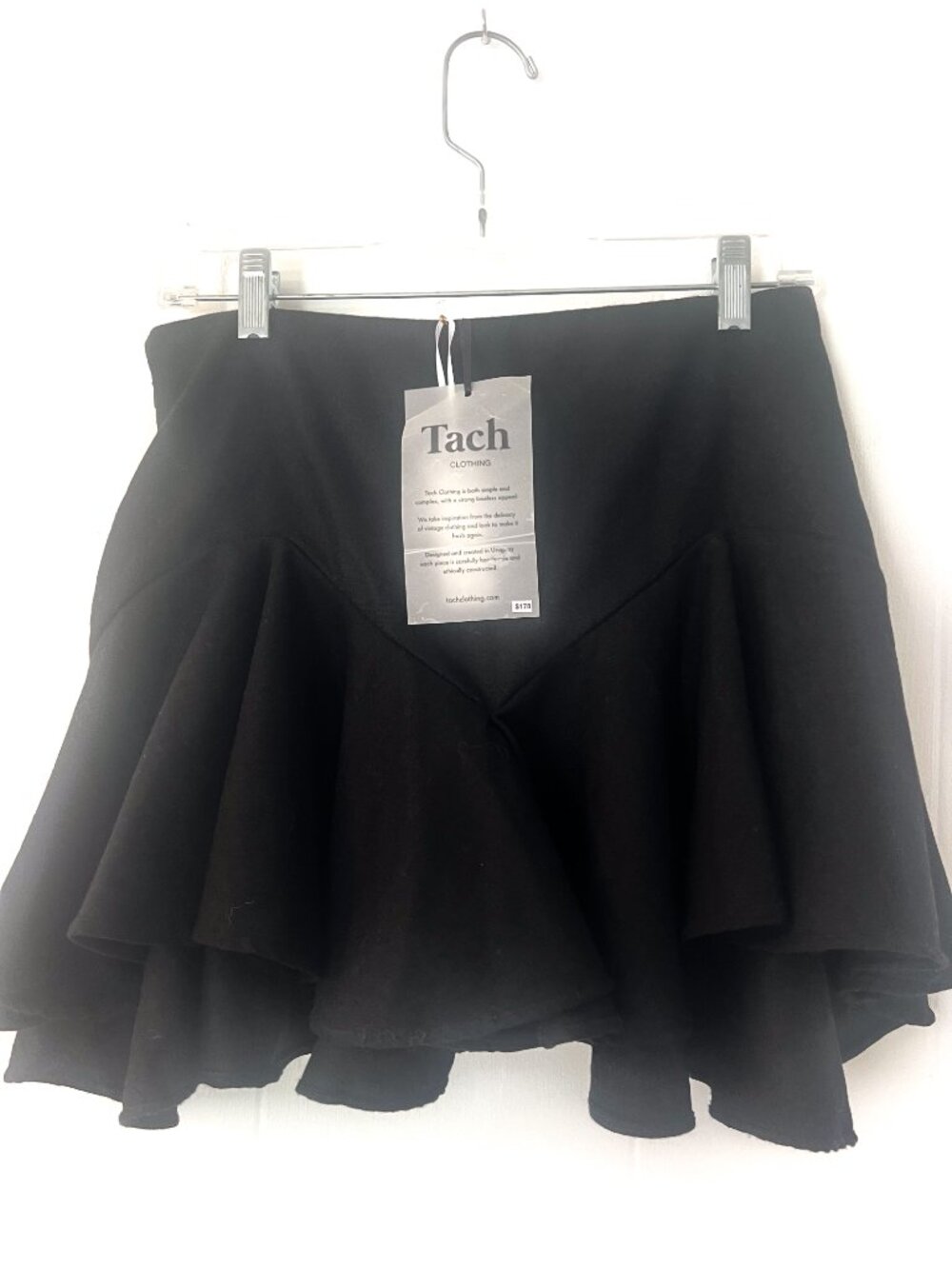Tach Clothing Sultana Wool Mini‎ Skirt S Handmade Uruguay Flowy Black - Picture 5 of 11